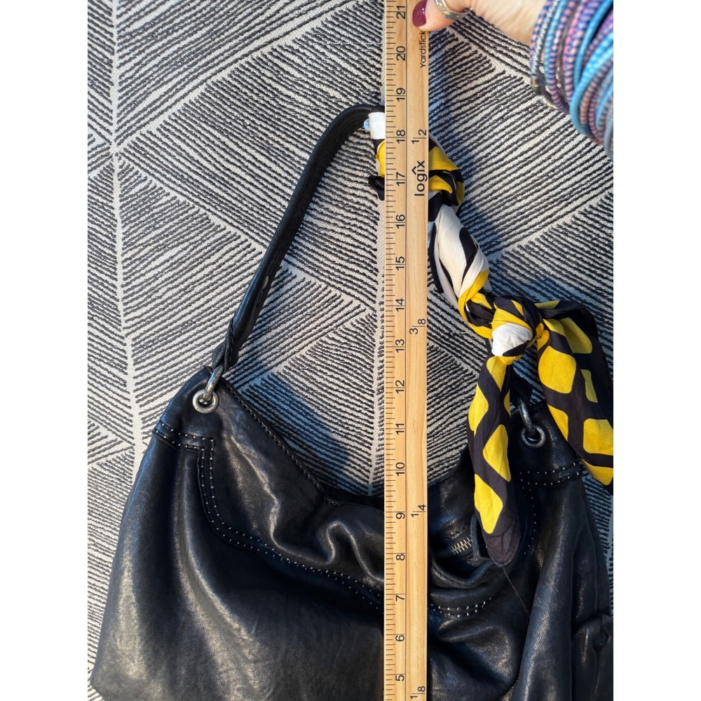 Lucky Brand‎ Black Leather Studded Boho Hobo Shoulder Bag - Picture 4 of 8